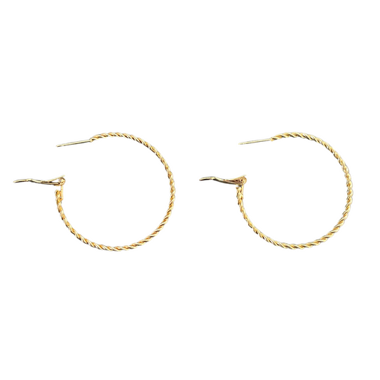 Big Twisted Gold Plated Hoop Earrings