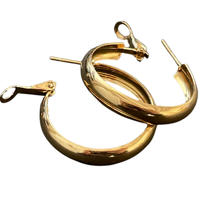 Thick Hoop Gold Plated Earrings