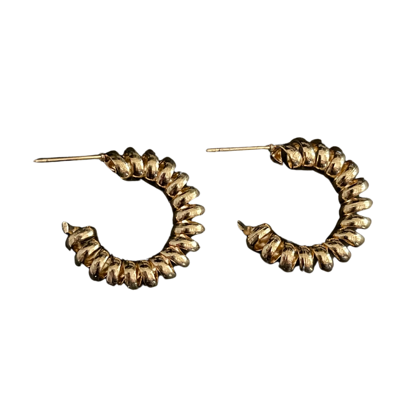 Twisted Design Small Gold Plated Hoop Earrings