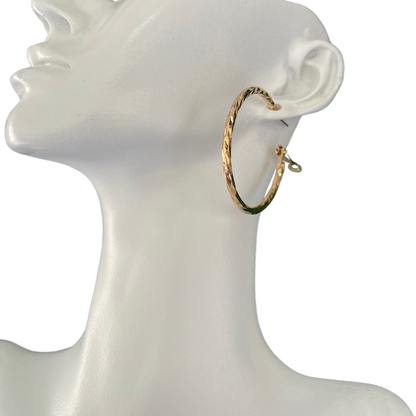 Textured Medium Gold Plated Hoop Earring