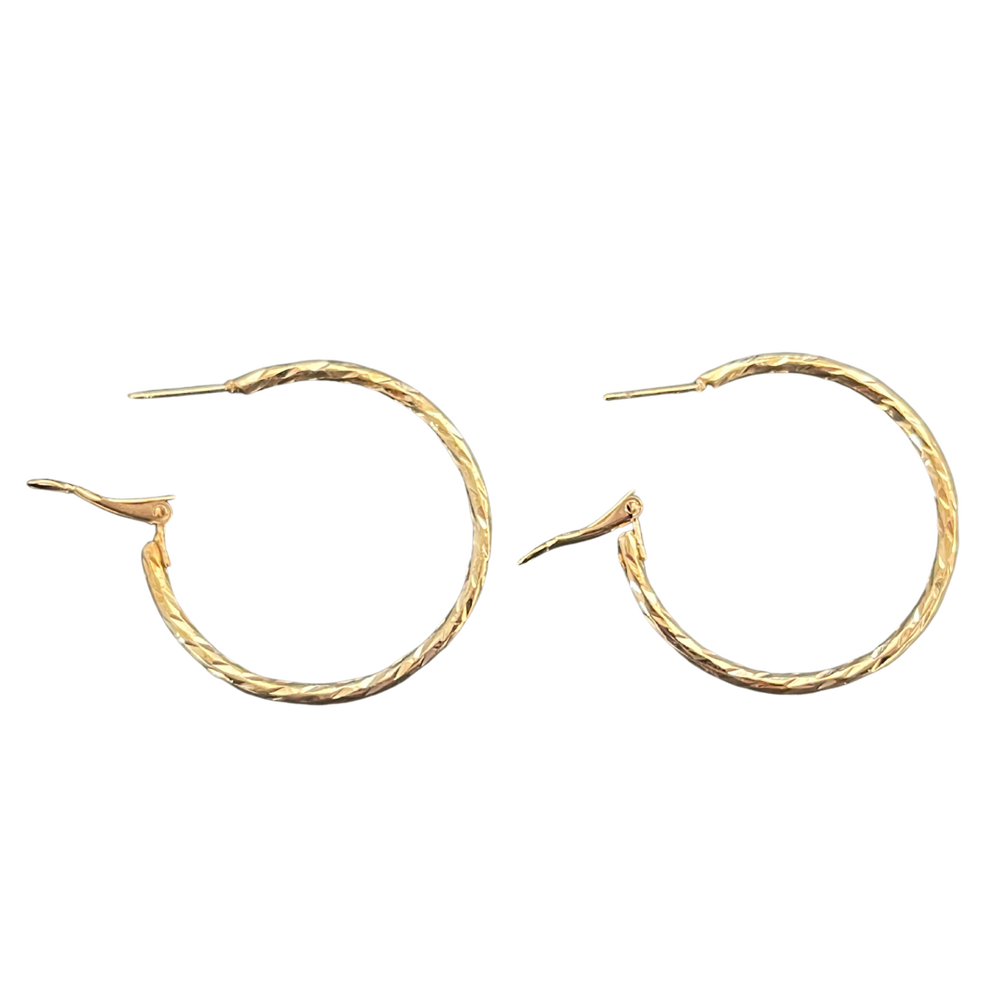 Textured Medium Gold Plated Hoop Earring