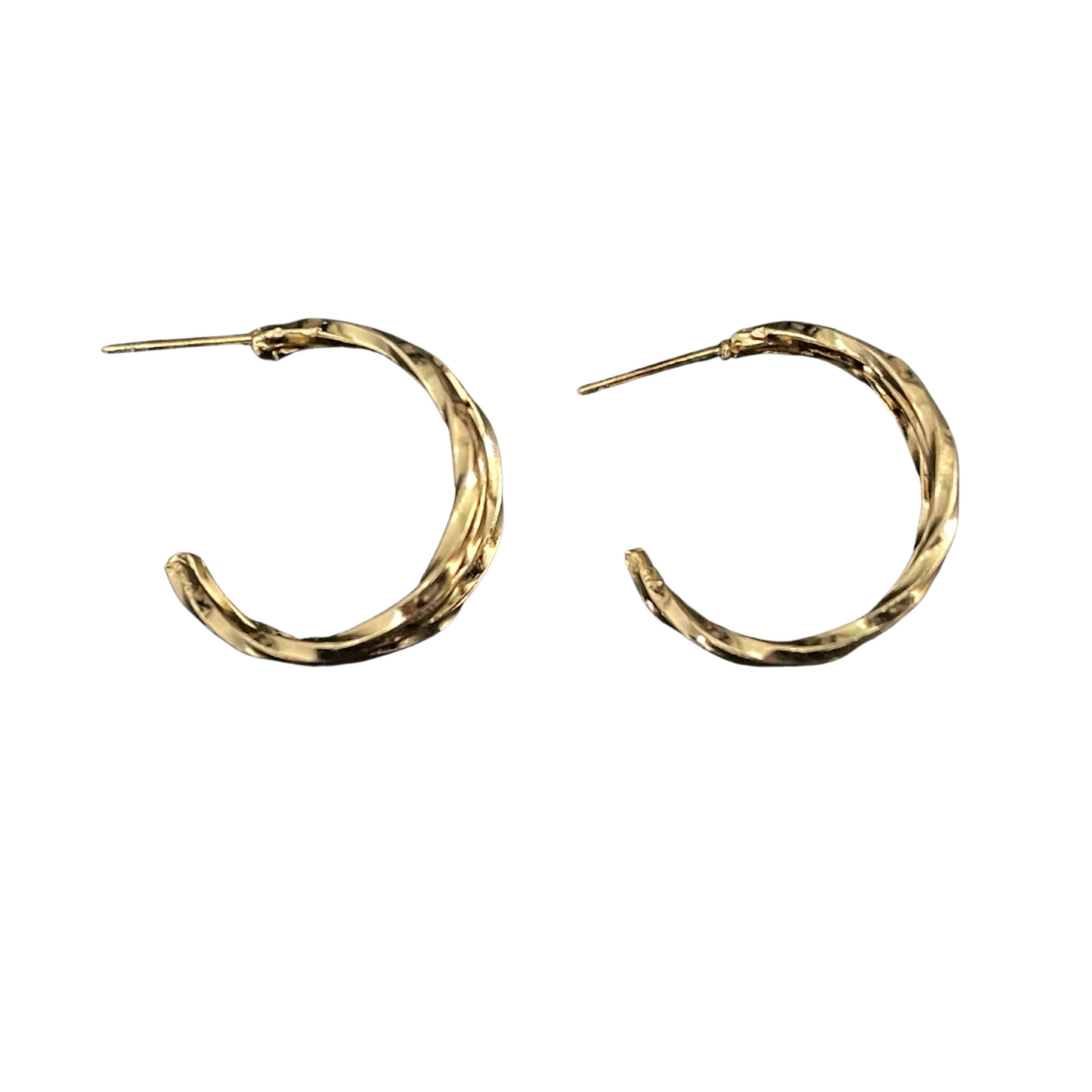 Textured Swirly 3 Way Gold Plated Hoop Earrings