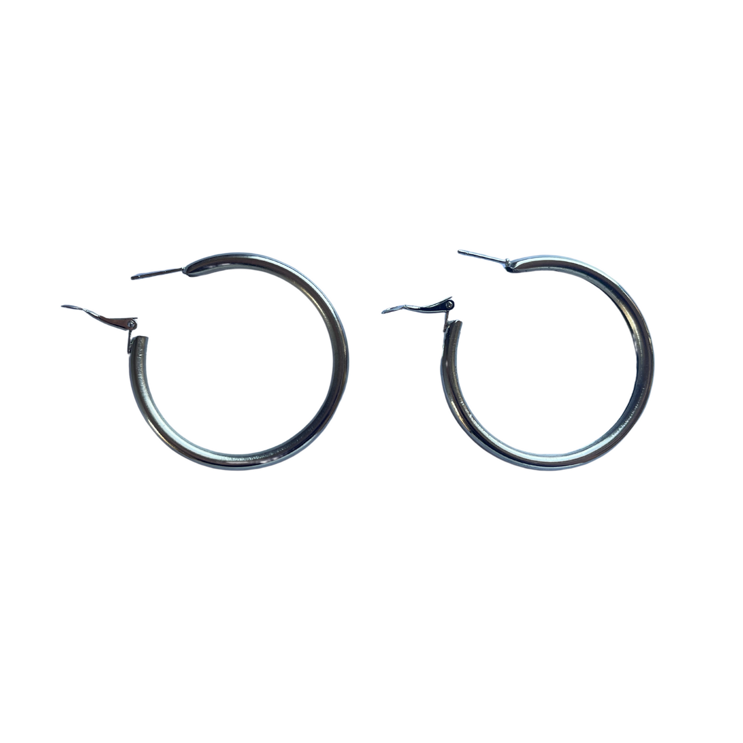 Big Thick Shiny Silver Plated Hoop Earrings