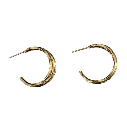 Twirled 3 Way Gold Plated Earring