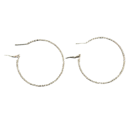 Medium Shiny Silver Plated Hoop Earrings