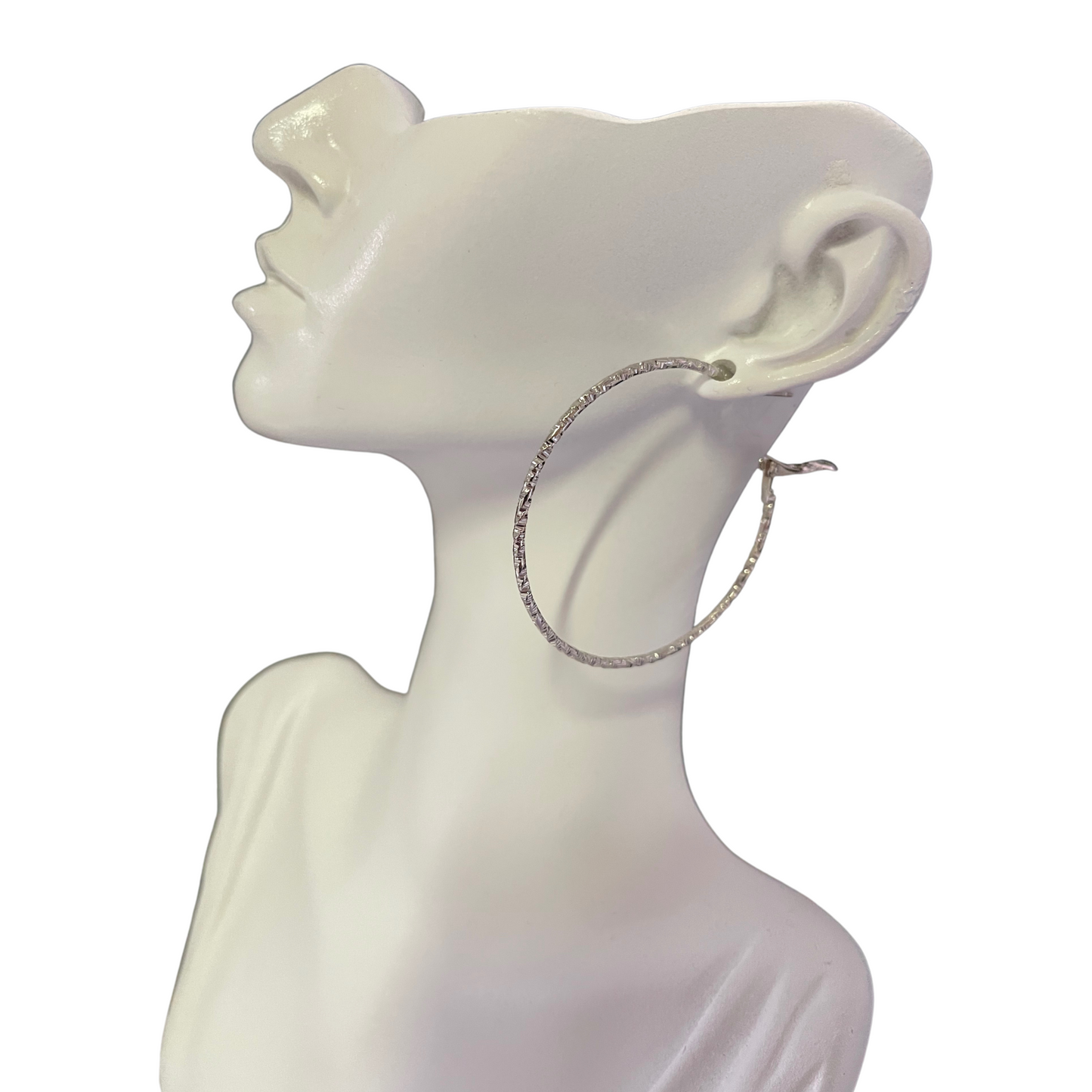 Medium Shiny Silver Plated Hoop Earrings