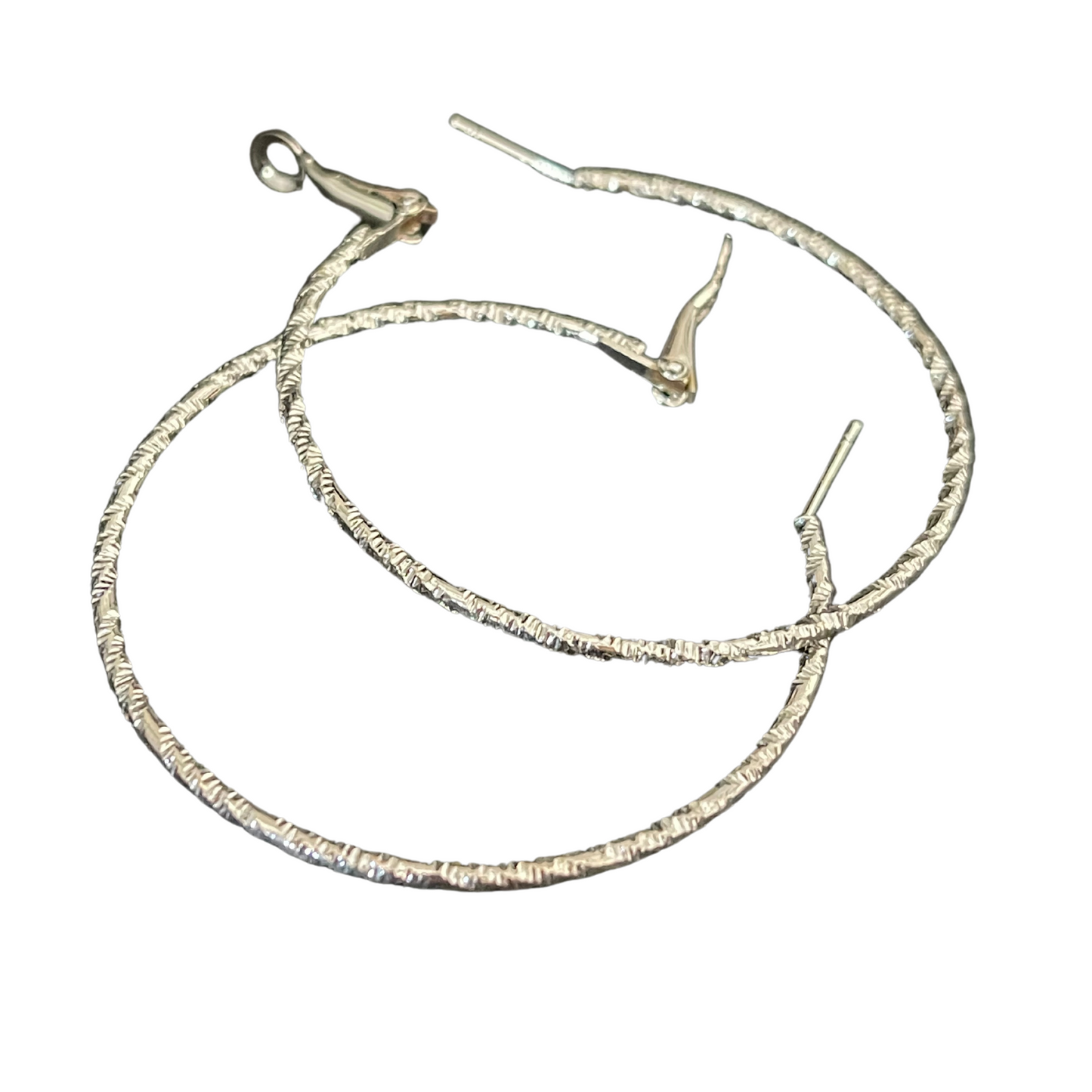 Medium Shiny Silver Plated Hoop Earrings