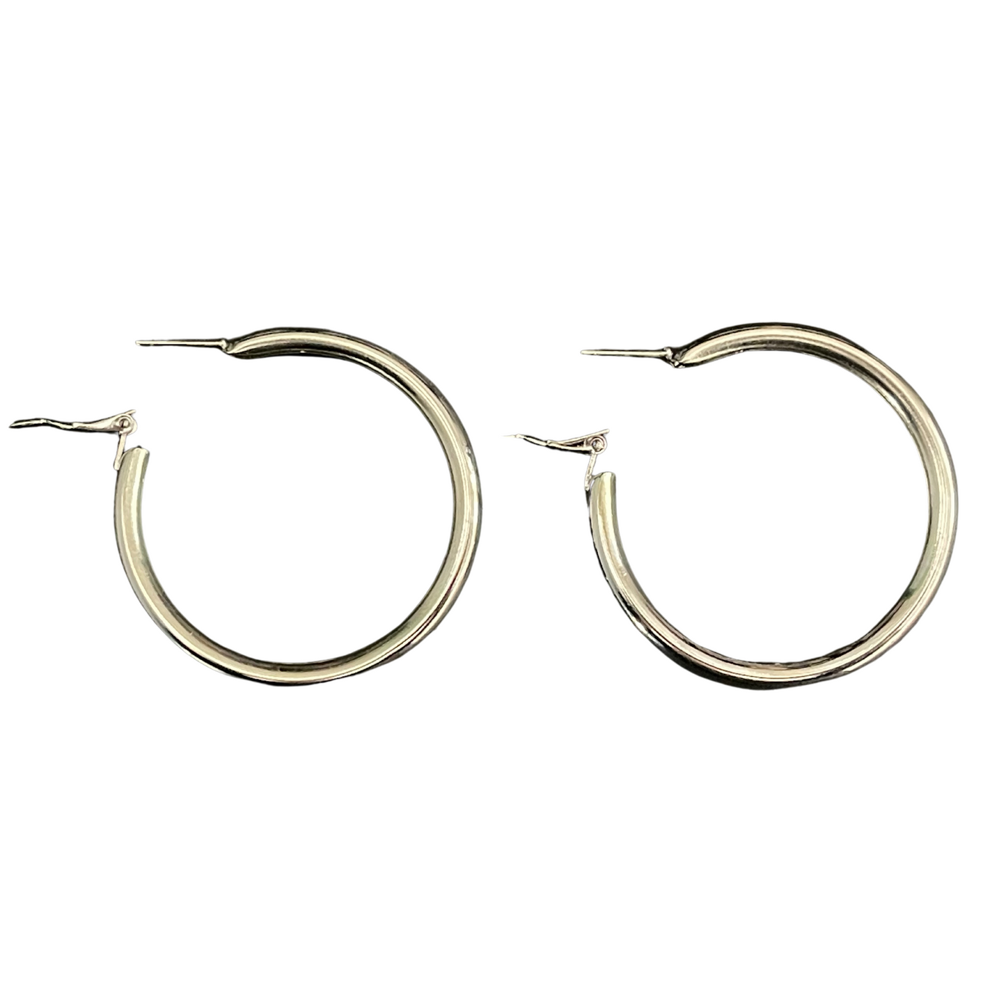 Thick Medium Silver Plated Classic Hoop Earrings