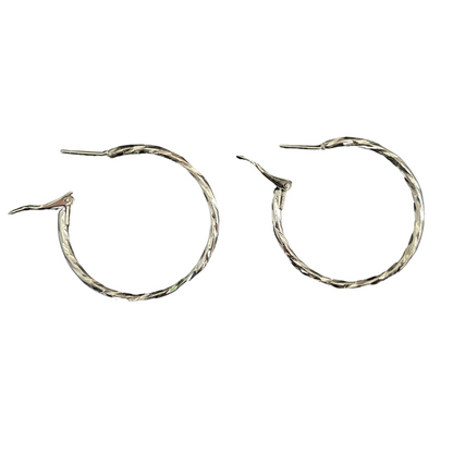 Twirled Medium Silver Plated Hoop Earrings