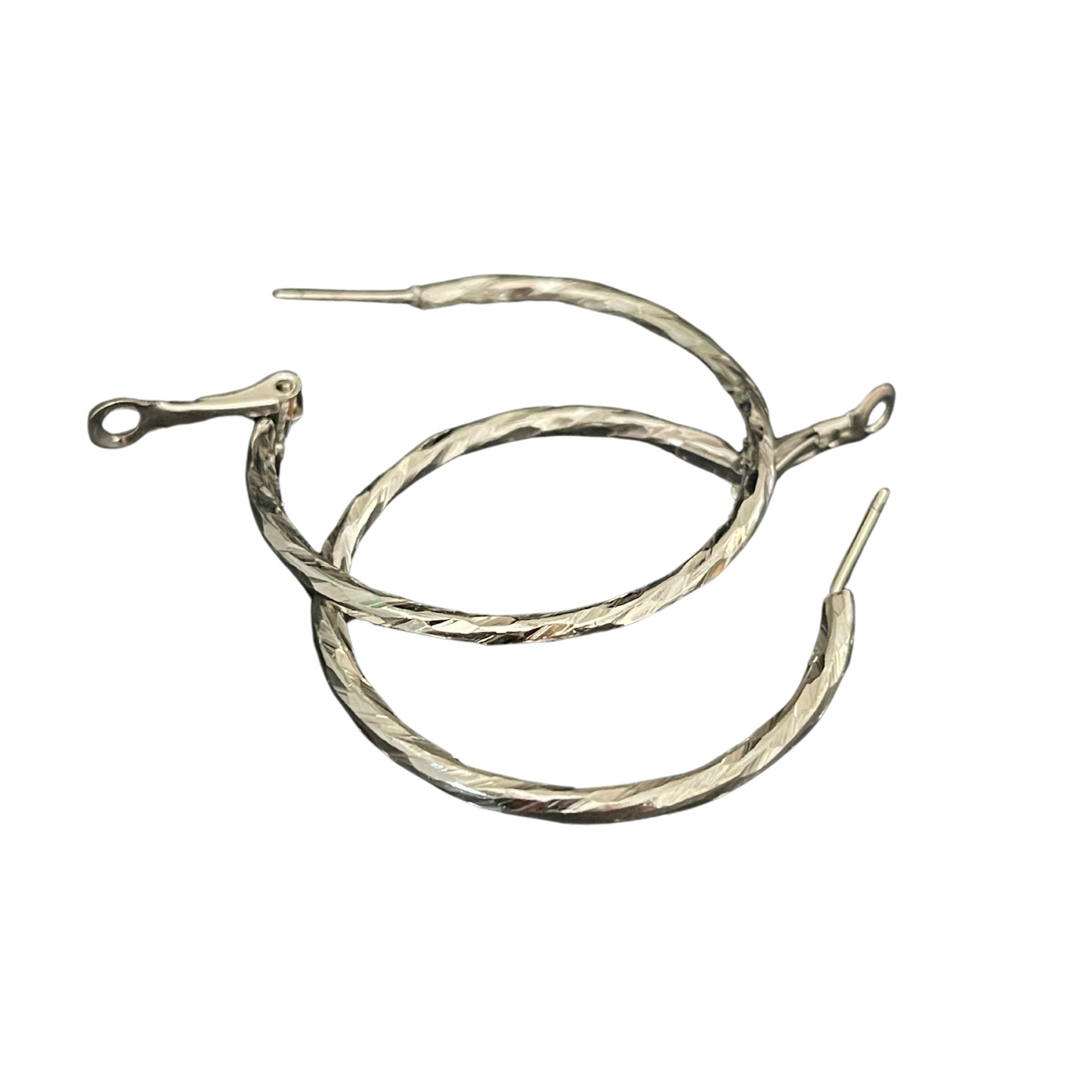 Twirled Medium Silver Plated Hoop Earrings