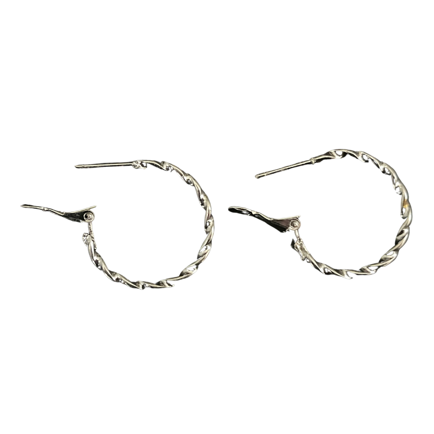 Twisted Small Silver Plated Hoop Earrings