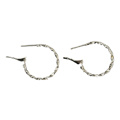 Twisted Small Silver Plated Hoop Earrings