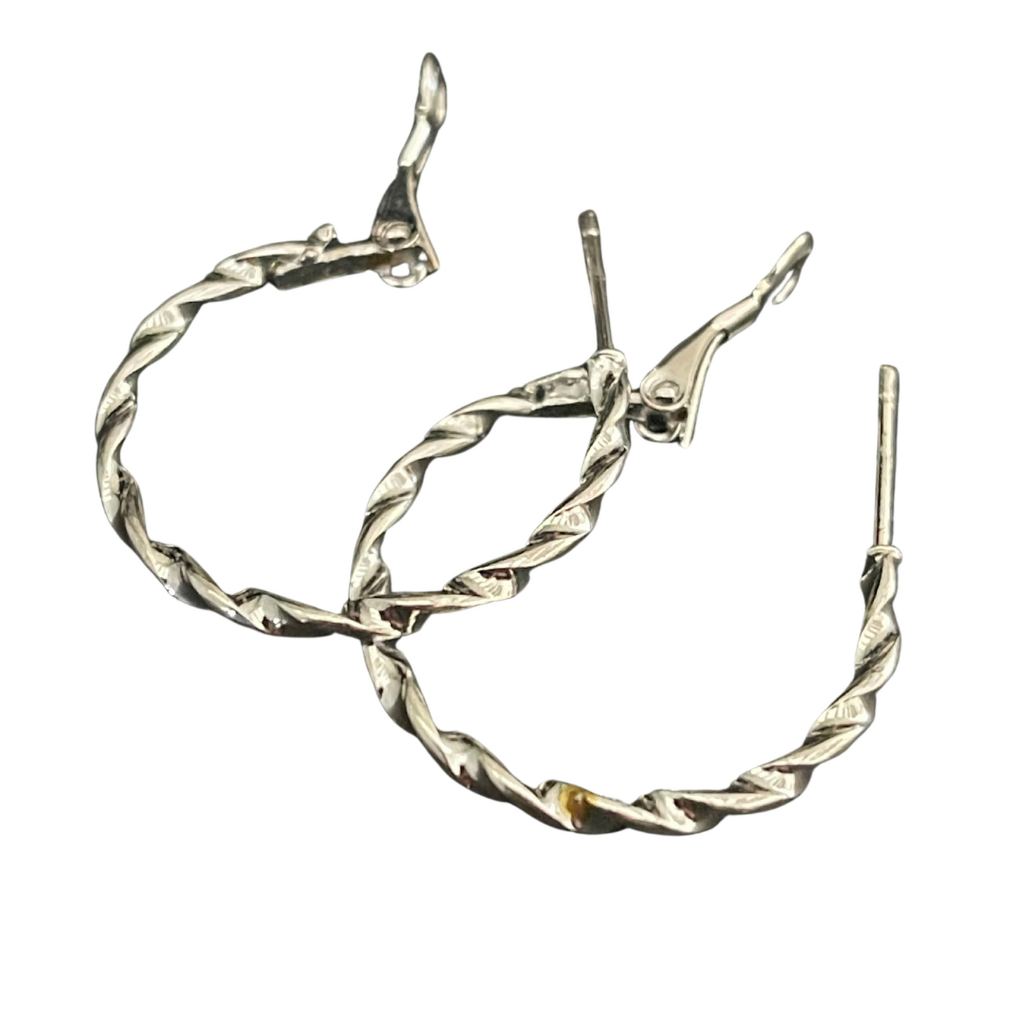 Twisted Small Silver Plated Hoop Earrings