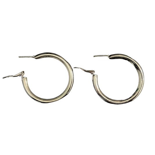 Thick Small Silver Plated Classic Hoop Earrings