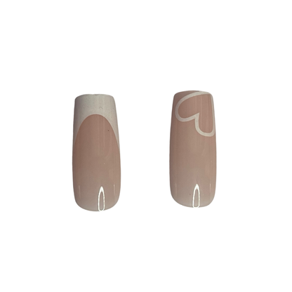 Natural French Tip Square Fake Nails