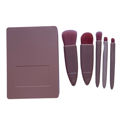 Travel Makeup Brushes in a Portable Case with Mirror