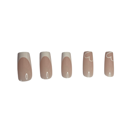 Natural French Tip Square Fake Nails