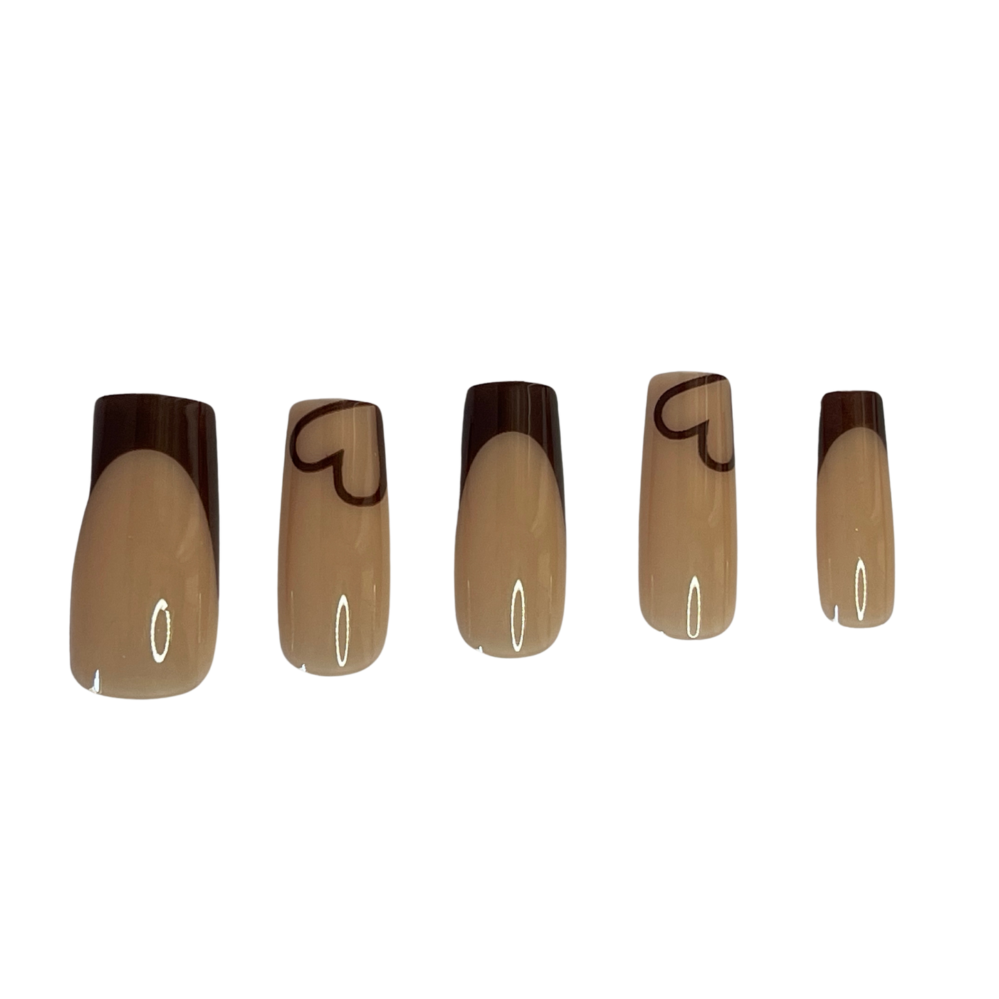 Coffee Brown French Tip Fake Nails