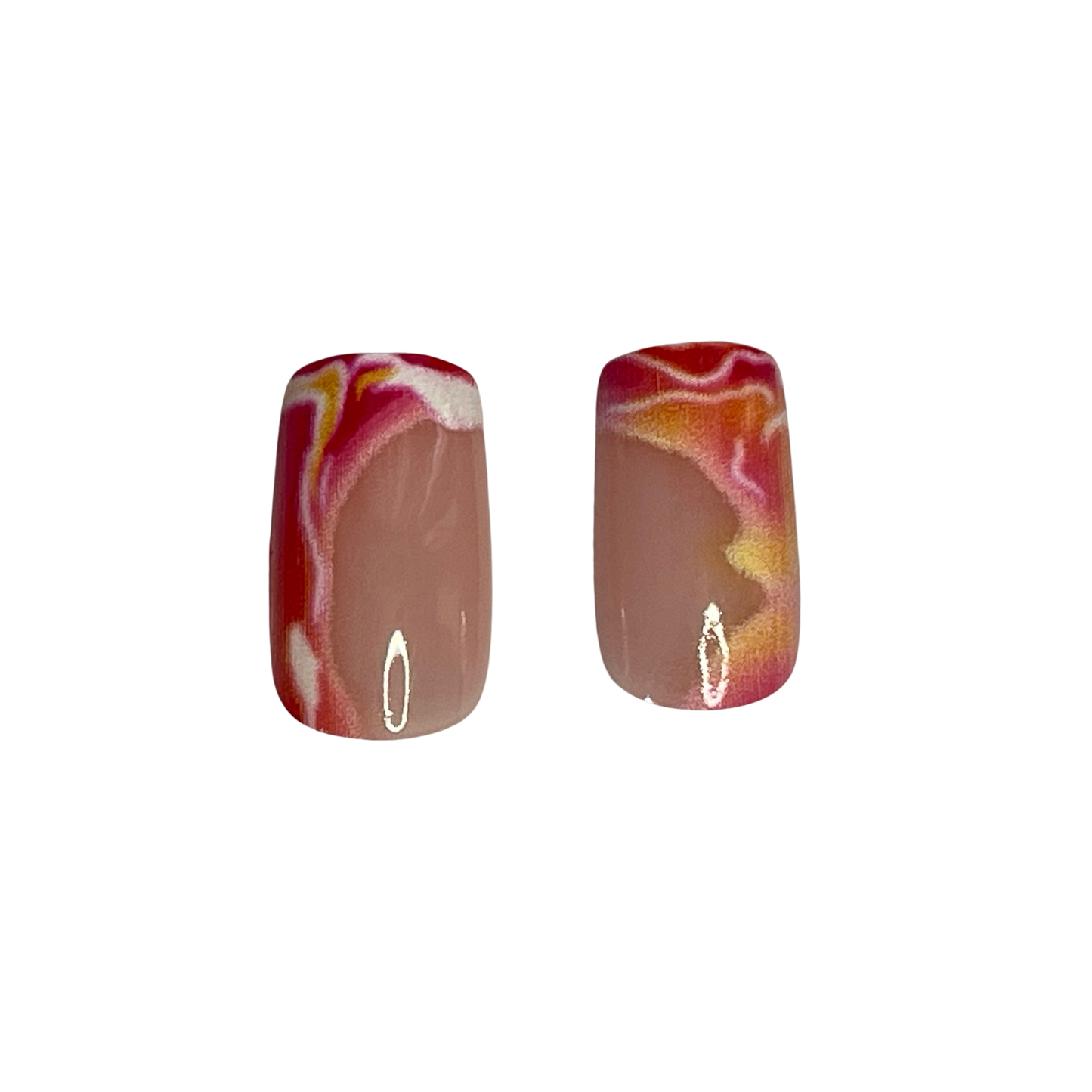 Summer Marble Short Square Fake Nails