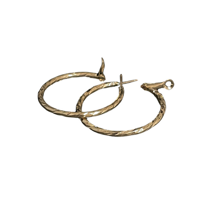 Textured Medium Gold Plated Hoop Earring